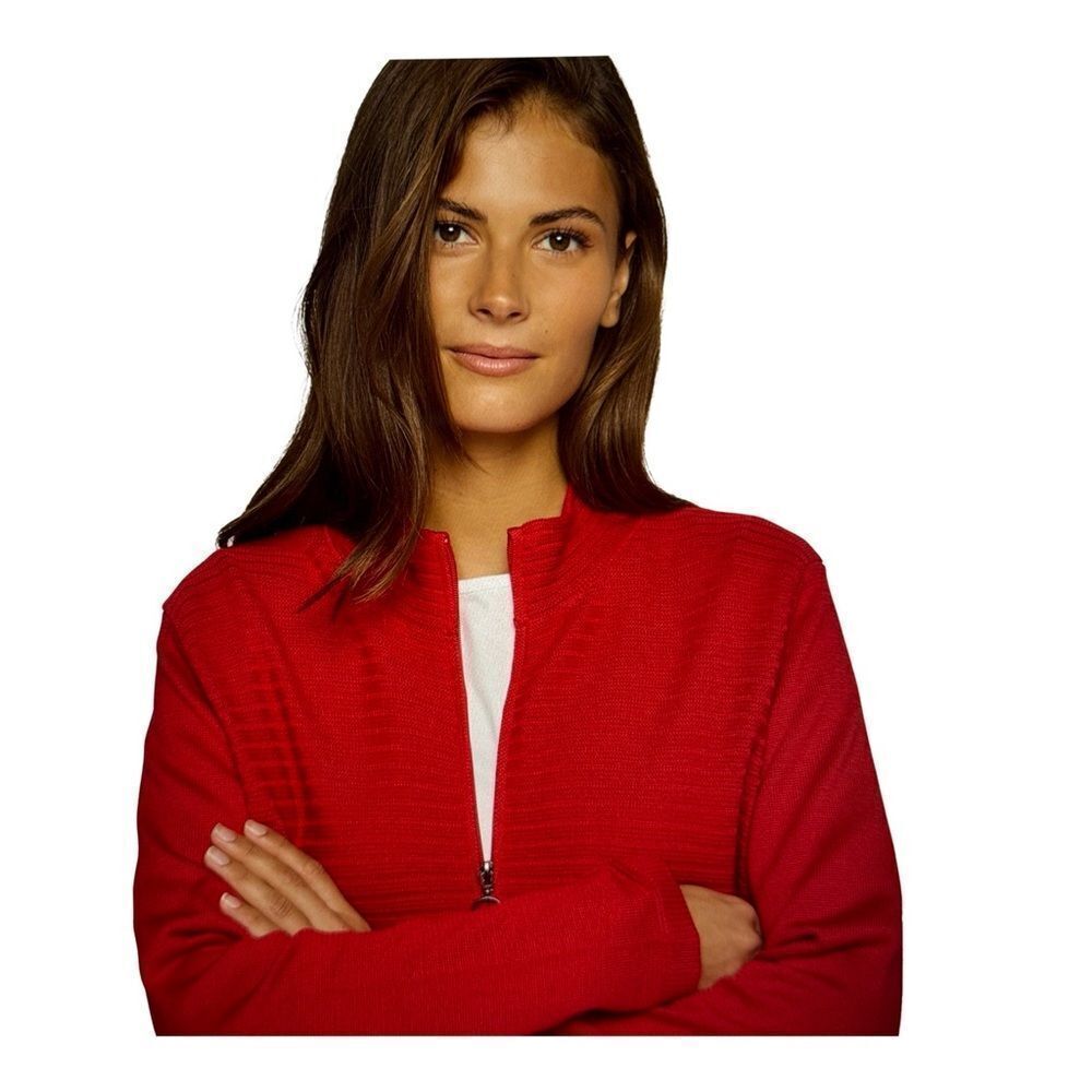 Rabe Ribbed  Red Zip-Up Cardigan. - Picture 8 of 12